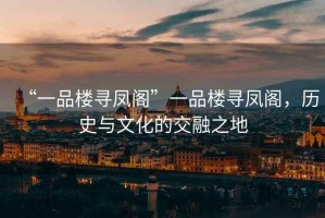 “一品樓尋鳳閣”一品樓尋鳳閣，歷史與文化的交融之地