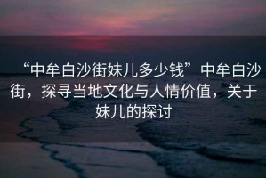 “中牟白沙街妹兒多少錢”中牟白沙街，探尋當地文化與人情價值，關于妹兒的探討