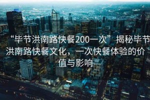 “畢節(jié)洪南路快餐200一次”揭秘畢節(jié)洪南路快餐文化，一次快餐體驗的價值與影響