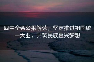 四中全會公報解讀，堅定推進祖國統一大業，共筑民族復興夢想