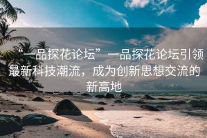 “一品探花論壇”一品探花論壇引領最新科技潮流，成為創新思想交流的新高地
