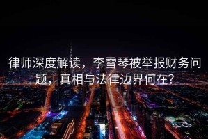 律師深度解讀，李雪琴被舉報(bào)財(cái)務(wù)問題，真相與法律邊界何在？