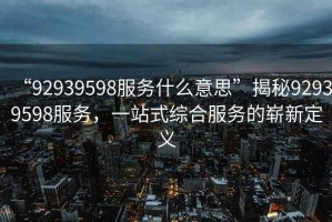 “92939598服務什么意思”揭秘92939598服務，一站式綜合服務的嶄新定義
