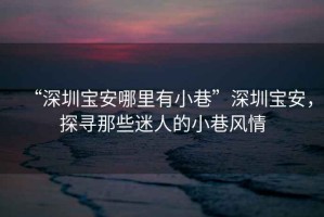 “深圳寶安哪里有小巷”深圳寶安，探尋那些迷人的小巷風情