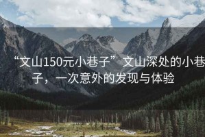 “文山150元小巷子”文山深處的小巷子，一次意外的發現與體驗