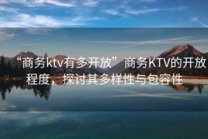 “商務ktv有多開放”商務KTV的開放程度，探討其多樣性與包容性