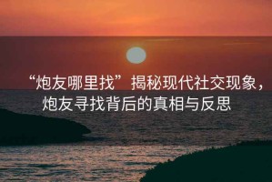 “炮友哪里找”揭秘現代社交現象，炮友尋找背后的真相與反思
