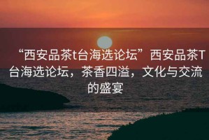 “西安品茶t臺海選論壇”西安品茶T臺海選論壇，茶香四溢，文化與交流的盛宴
