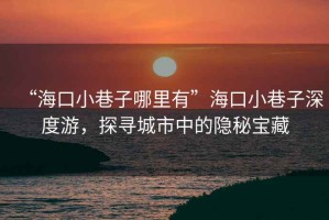 “海口小巷子哪里有”海口小巷子深度游，探尋城市中的隱秘寶藏