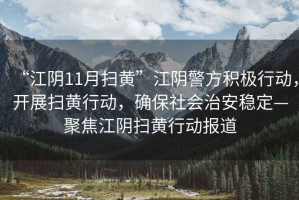 “江陰11月掃黃”江陰警方積極行動，開展掃黃行動，確保社會治安穩定—聚焦江陰掃黃行動報道