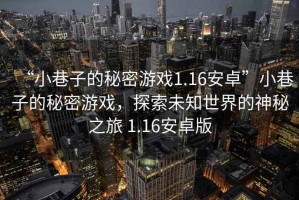 “小巷子的秘密游戲1.16安卓”小巷子的秘密游戲，探索未知世界的神秘之旅 1.16安卓版