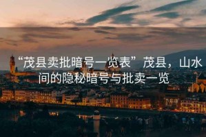 “茂縣賣批暗號(hào)一覽表”茂縣，山水間的隱秘暗號(hào)與批賣一覽