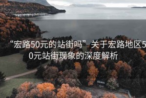 “宏路50元的站街嗎”關于宏路地區50元站街現象的深度解析