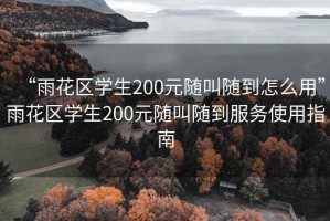 “雨花區學生200元隨叫隨到怎么用”雨花區學生200元隨叫隨到服務使用指南