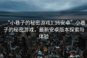 “小巷子的秘密游戲1.16安卓”小巷子的秘密游戲，最新安卓版本探索與體驗