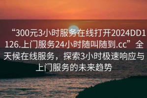 “300元3小時服務在線打開2024DD1126.上門服務24小時隨叫隨到.cc”全天候在線服務，探索3小時極速響應與上門服務的未來趨勢