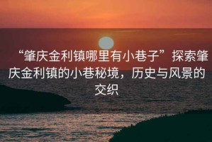 “肇慶金利鎮哪里有小巷子”探索肇慶金利鎮的小巷秘境，歷史與風景的交織