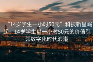 “14歲學生一小時50元”科技新星崛起，14歲學生以一小時50元的價值引領數字化時代浪潮