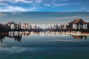 “看小姐結客的技巧和方法”看小姐結客的藝術，技巧與方法的探索