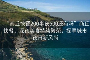 “商丘快餐200半夜500還有嗎”商丘快餐，深夜美食持續繁榮，探尋城市夜宵新風尚