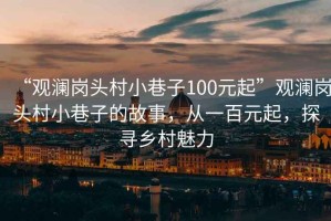“觀瀾崗頭村小巷子100元起”觀瀾崗頭村小巷子的故事，從一百元起，探尋鄉村魅力