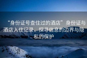 “身份證號查住過的酒店”身份證與酒店入住記錄，探尋信息的邊界與隱私的保護