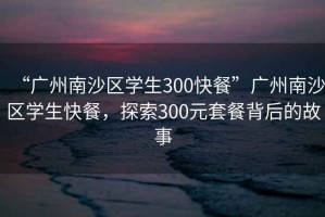 “廣州南沙區學生300快餐”廣州南沙區學生快餐，探索300元套餐背后的故事