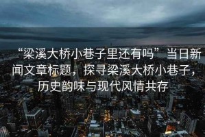 “梁溪大橋小巷子里還有嗎”當日新聞文章標題，探尋梁溪大橋小巷子，歷史韻味與現(xiàn)代風情共存
