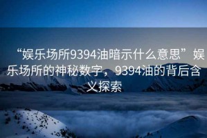 “娛樂場所9394油暗示什么意思”娛樂場所的神秘數字，9394油的背后含義探索