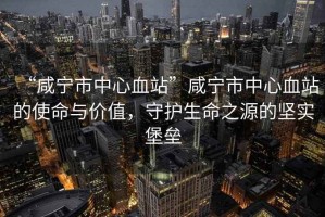 “咸寧市中心血站”咸寧市中心血站的使命與價值，守護生命之源的堅實堡壘