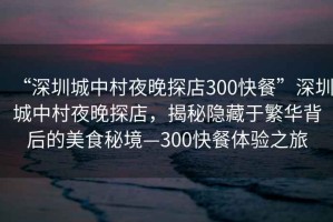 “深圳城中村夜晚探店300快餐”深圳城中村夜晚探店，揭秘隱藏于繁華背后的美食秘境—300快餐體驗之旅
