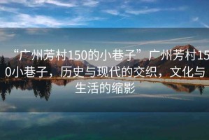 “廣州芳村150的小巷子”廣州芳村150小巷子，歷史與現(xiàn)代的交織，文化與生活的縮影