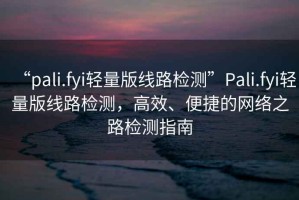 “pali.fyi輕量版線路檢測”Pali.fyi輕量版線路檢測，高效、便捷的網絡之路檢測指南