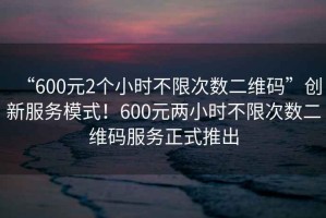 “600元2個(gè)小時(shí)不限次數(shù)二維碼”創(chuàng)新服務(wù)模式！600元兩小時(shí)不限次數(shù)二維碼服務(wù)正式推出