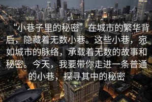 “小巷子里的秘密”在城市的繁華背后，隱藏著無數(shù)小巷。這些小巷，宛如城市的脈絡(luò)，承載著無數(shù)的故事和秘密。今天，我要帶你走進(jìn)一條普通的小巷，探尋其中的秘密