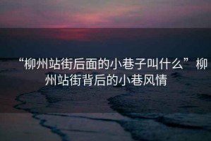 “柳州站街后面的小巷子叫什么”柳州站街背后的小巷風情