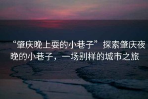 “肇慶晚上耍的小巷子”探索肇慶夜晚的小巷子，一場別樣的城市之旅