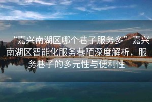 “嘉興南湖區哪個巷子服務多”嘉興南湖區智能化服務巷陌深度解析，服務巷子的多元性與便利性
