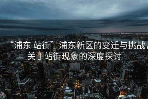 “浦東 站街”浦東新區的變遷與挑戰，關于站街現象的深度探討