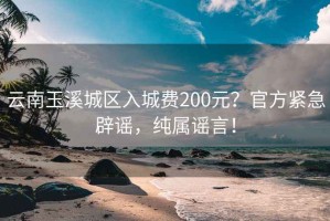 云南玉溪城區入城費200元？官方緊急辟謠，純屬謠言！