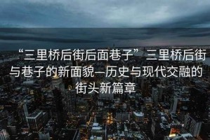 “三里橋后街后面巷子”三里橋后街與巷子的新面貌—歷史與現代交融的街頭新篇章