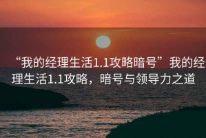 “我的經(jīng)理生活1.1攻略暗號”我的經(jīng)理生活1.1攻略，暗號與領(lǐng)導(dǎo)力之道