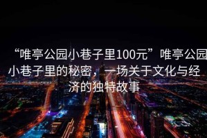 “唯亭公園小巷子里100元”唯亭公園小巷子里的秘密，一場關于文化與經濟的獨特故事