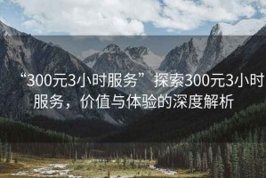 “300元3小時(shí)服務(wù)”探索300元3小時(shí)服務(wù)，價(jià)值與體驗(yàn)的深度解析