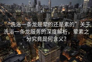“洗浴一條龍是葷的還是素的”關于洗浴一條龍服務的深度解析，葷素之分究竟是何含義？