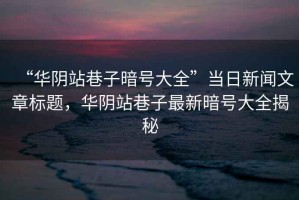 “華陰站巷子暗號大全”當日新聞文章標題，華陰站巷子最新暗號大全揭秘