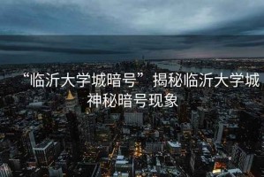 “臨沂大學城暗號”揭秘臨沂大學城神秘暗號現象