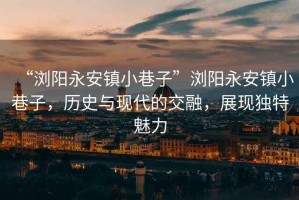 “瀏陽永安鎮小巷子”瀏陽永安鎮小巷子，歷史與現代的交融，展現獨特魅力