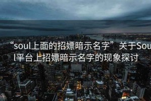 “soul上面的招嫖暗示名字”關于Soul平臺上招嫖暗示名字的現象探討