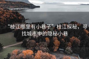 “枝江哪里有小巷子”枝江探秘，尋找城市中的隱秘小巷